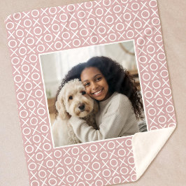 Cobertor Sherpa XOXO Hugs & Kisses Custom Photo Modern Dusty Pink