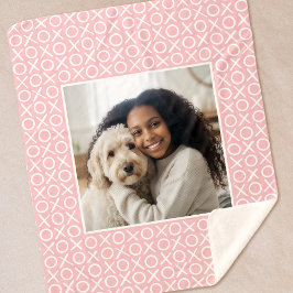 Cobertor Sherpa XOXO Hugs & Kisses Custom Photo Modern Pastel Pink