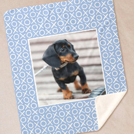 Cobertor Sherpa XOXO Pincelada Personalizada Foto de Cachorro Azul