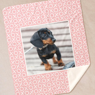 Cobertor Sherpa XOXO Pincelada Personalizada Foto de Cachorro Rosa