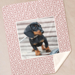 Cobertor Sherpa XOXO Pincelada Personalizada Foto do Cachorro Rosa