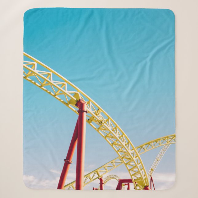 Cobertor Sherpa Yellow and red roller coaster under blue sky at da (Frente)