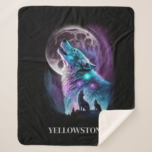 Cobertor Sherpa Yellowstone Wolf Sherpa Blanket Throw (Frente)