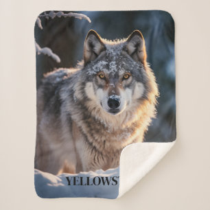 Cobertor Sherpa Yellowstone Wolf Sherpa Blanket Throw