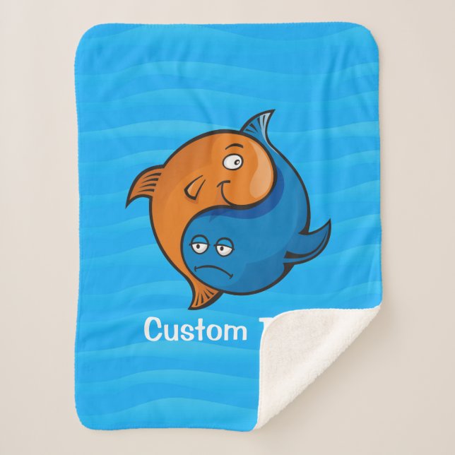 Cobertor Sherpa Yin Yang Fish Cartoon (Frente)