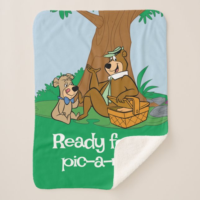 Cobertor Sherpa Yogi Bear e Boo Picnic Snack (Frente)