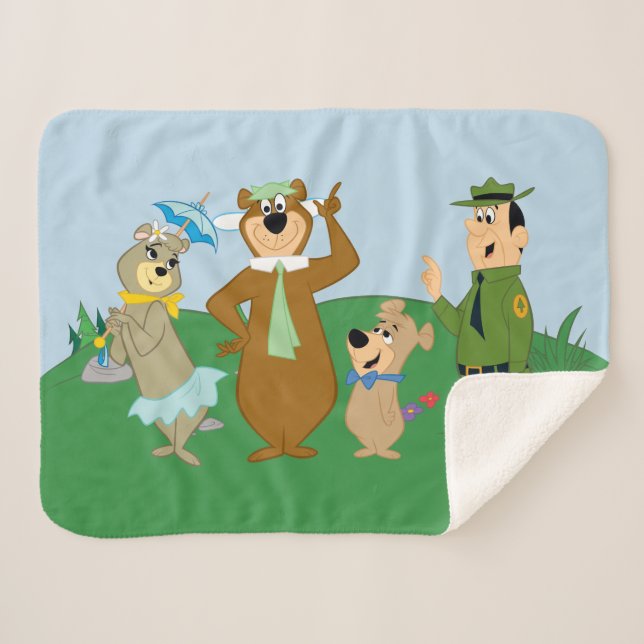 Cobertor Sherpa Yogi Bear e Friends Classic Pose (Frente (Horizontal))
