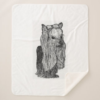 Cobertor Sherpa Yorkie Portrait Monochromatic Throw Blanket