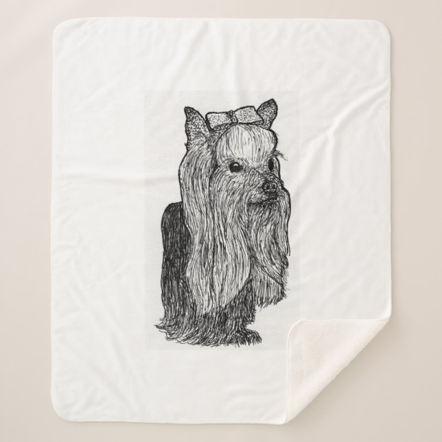 Cobertor Sherpa Yorkie Portrait Monochromatic Throw Blanket (Frente)