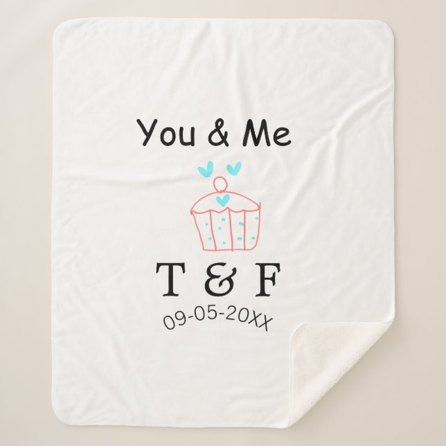 Cobertor Sherpa You and me love cup cake red valentine's day name  (Frente)