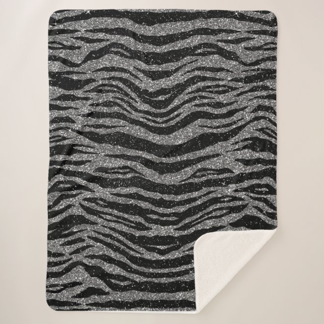 Cobertor Sherpa Zebra Print Black and Cinza Silver (Frente)