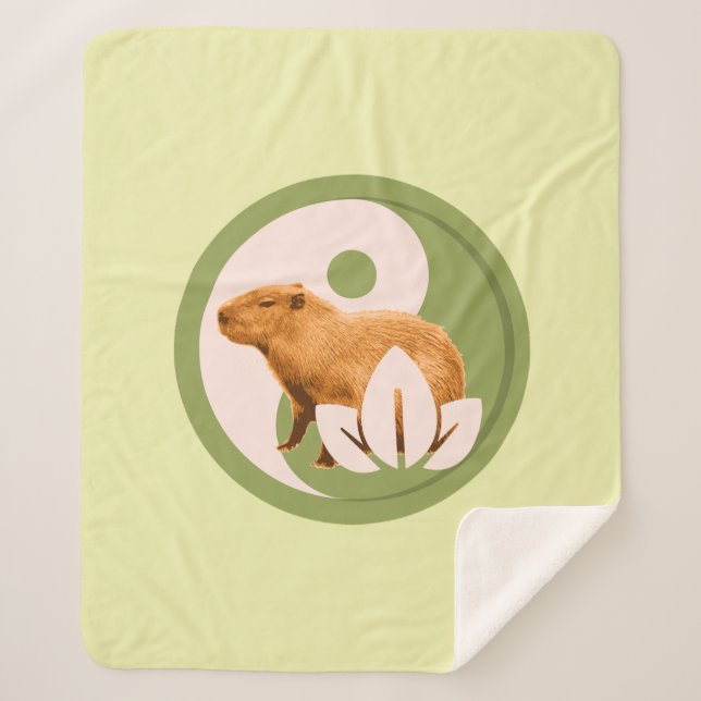 Cobertor Sherpa Zen Capivara Yin Yang Nature Pacífica (Frente)