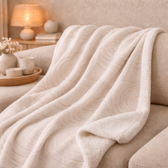 Cobertor Sherpa Zen Stone Ripple Sherpa Blanket (Stone-inspired ripple pattern in light tan flowing across smooth ivory)
