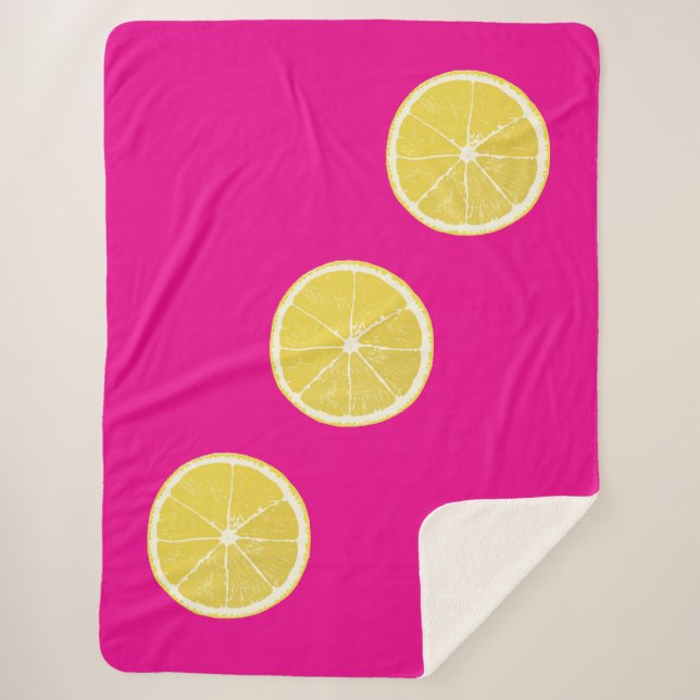 Cobertor Sherpa Zesty Lemon Trio on Pink Sherpa Blanket (Frente)