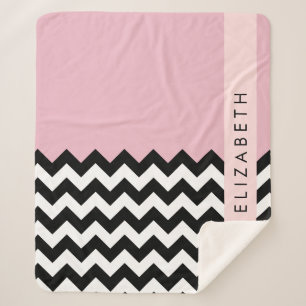 Cobertor Sherpa Zigzag preto-e-branco, Chevron, rosa, seu nome
