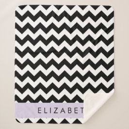 Cobertor Sherpa Zigzag preto-e-branco, padrão Chevron, seu nome