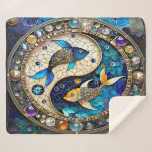 Cobertor Sherpa Zodiac - Peixes Fish Yin e Yang