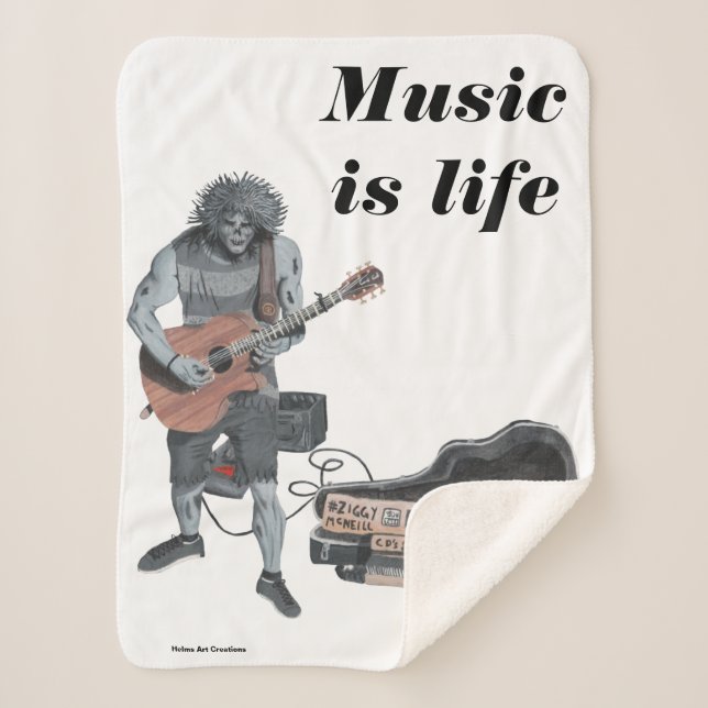 Cobertor Sherpa Zombie Guitar Music Fantasy Art Sherpa Blanket (Frente)