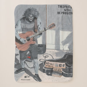 Cobertor Sherpa Zombie Guitar Musical Fantasy Art Sherpa Blanket