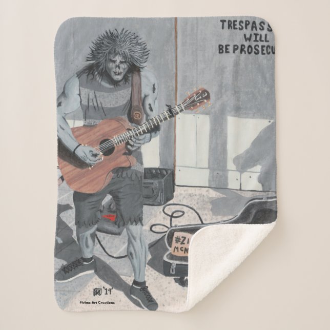 Cobertor Sherpa Zombie Guitar Musical Fantasy Art Sherpa Blanket (Frente)