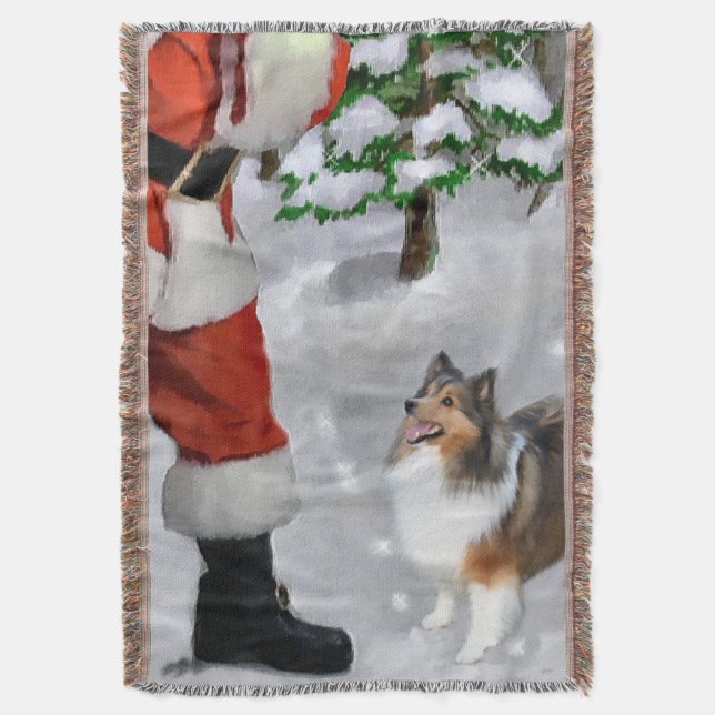 Cobertor Shetland Sheepdog Sheltie Christmas (Frente Vertical)