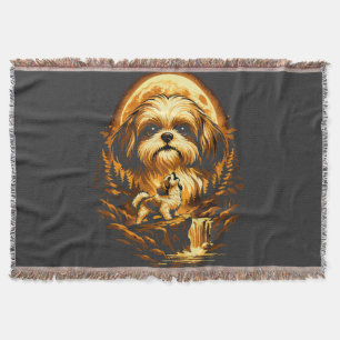 Cobertor Shih Tzu Uivando para a Lua Cachorro Engraçado