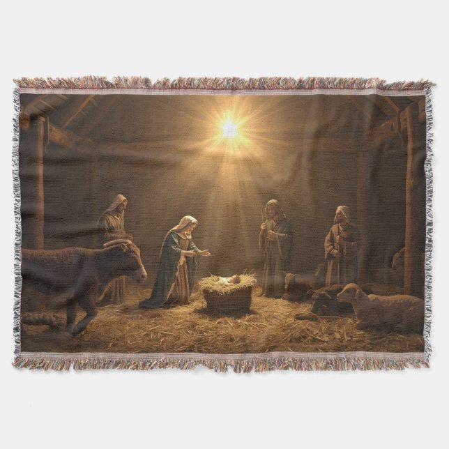 Cobertor “Silent Night Nativity” Christian Blanket (Frente)