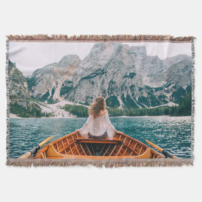 Cobertor Silhouette Woman Alpha Lake Nature (Frente)