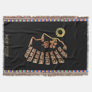Cobertor Silhueta Stylish Machu_Picchu em Preto