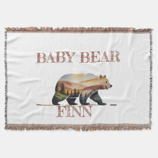 Cobertor Silhueta Urso de Bebê Russo com Aquarela com Natur