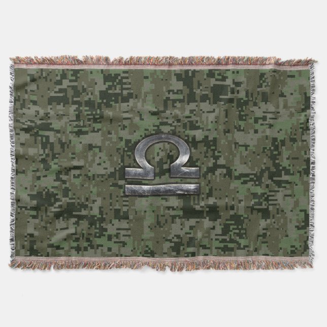 Cobertor Silver Libra Zodiac Camo Digital Verde (Frente)