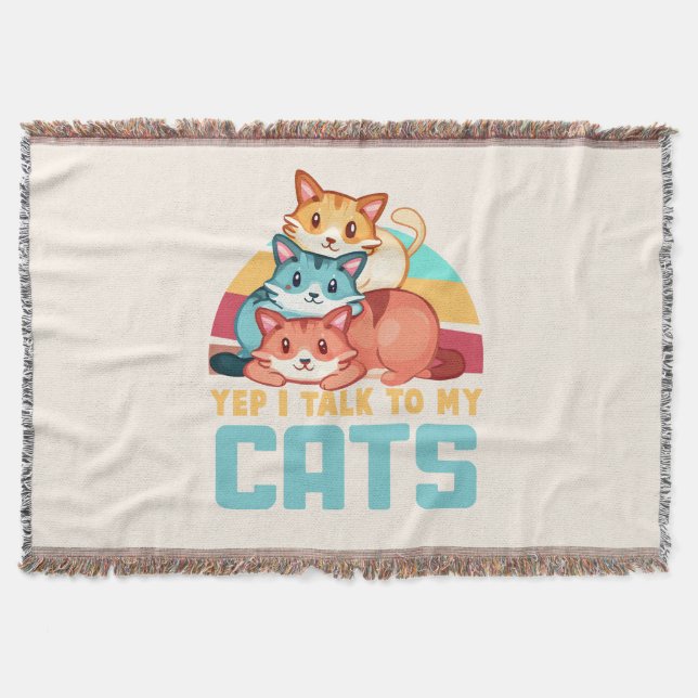 Cobertor Sim, falo com o meu Design de Trio Gato Adorável d (Frente)