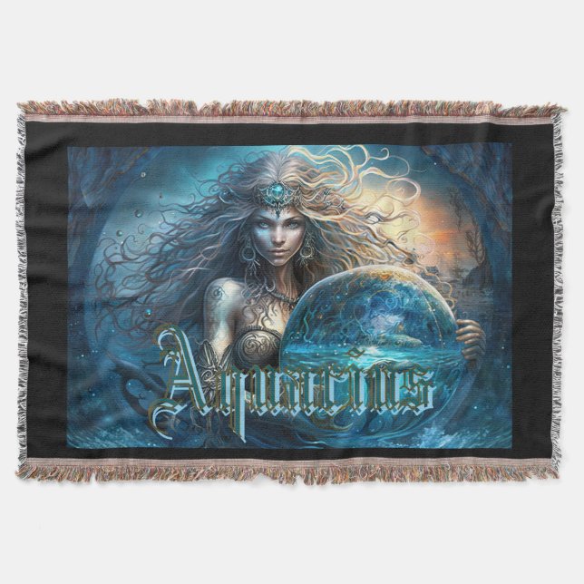 Cobertor Símbolo Aquarius Zodiac (Frente)