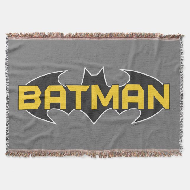 Cobertor Símbolo Batman | Nome Logotipo Amarelo e Preto (Frente)