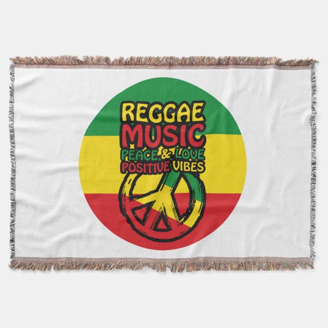 Cobertor Símbolo de Reggae e Paz com citações positivas (Frente)