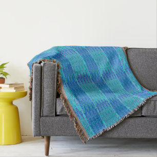 Cobertor Símbolo étnico Chevron Damask, Turquesa e Azul