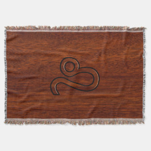 Cobertor Símbolo Leo Zodiac no estilo madeira Mahogany