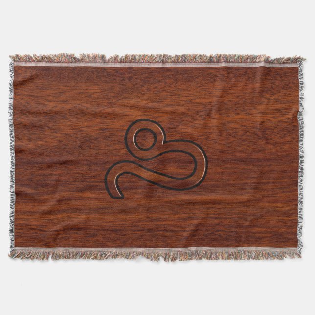 Cobertor Símbolo Leo Zodiac no estilo madeira Mahogany (Frente)
