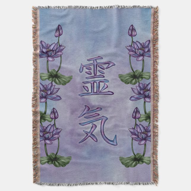 Cobertor Símbolos de Reiki com Lotus (Frente Vertical)