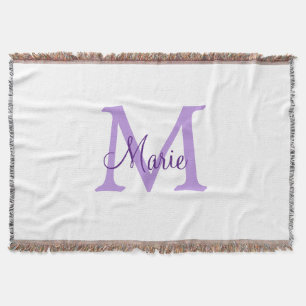 Cobertor simple minimal add name monogram pink red throw