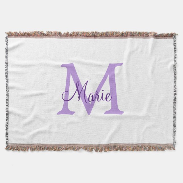 Cobertor simple minimal add name monogram pink red   throw  (Frente)
