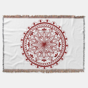 Cobertor Simples Mandala Vermelha Profunda