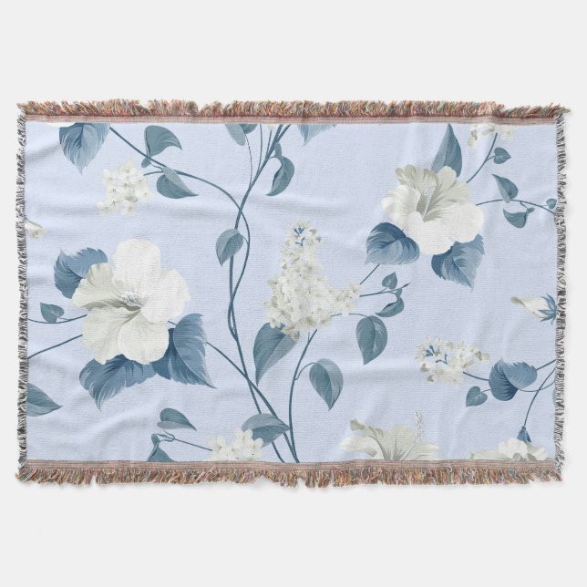 Cobertor Siringa, flores de hibisco, padrão de tecido. (Frente)