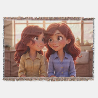 Cobertor Sister Bond – Beautiful Sisters Illustration Art