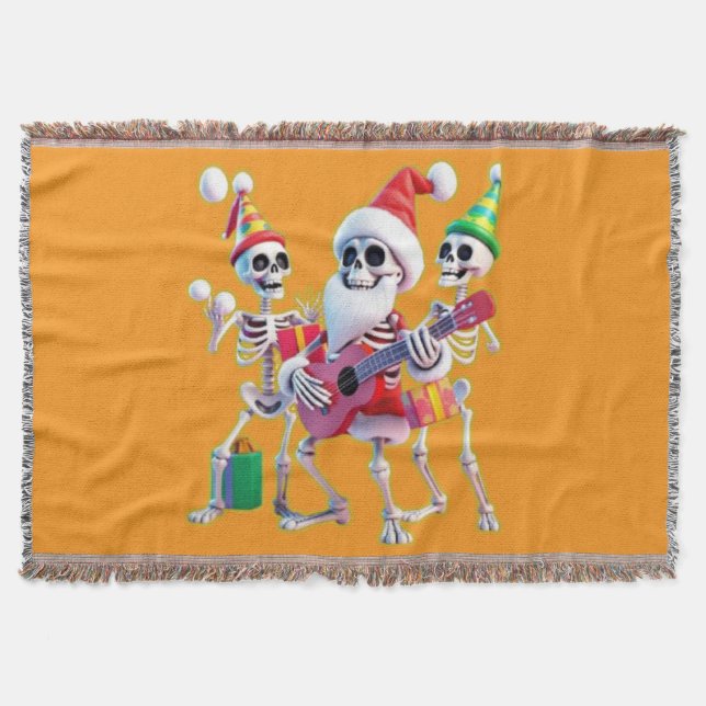 Cobertor **Skeleton 3D Christm Santa Party – Funnyas Skelet (Frente)
