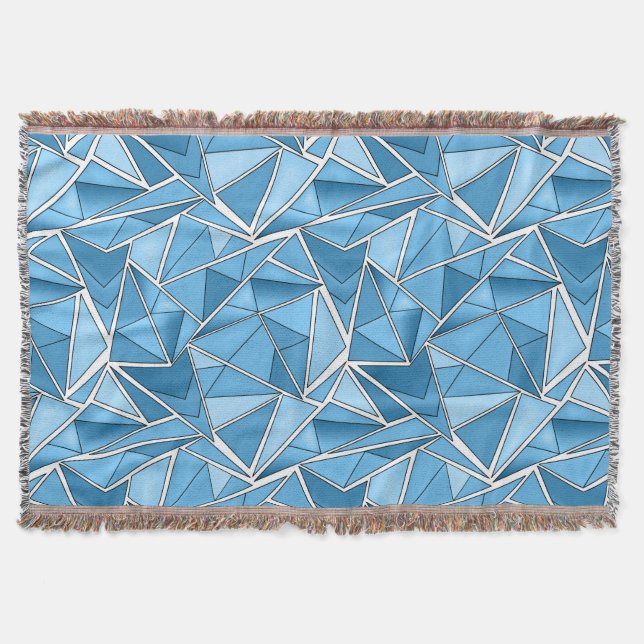 Cobertor Sky blue and blue geometric shapes pattern modern  (Frente)