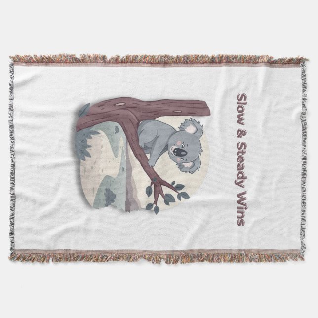 Cobertor **"Slow & Steady Wins – Motivational Cute Koala "* (Frente)