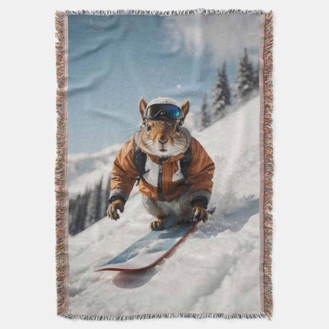 Cobertor Snowboard Squirrel Wintertime Whimsper Animal (Frente Vertical)