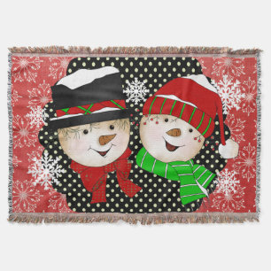 Cobertor Snowman e Snow Lady Snowflakes Throw Feriado