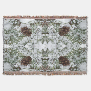 Cobertor Snowy Pine Cone I Winter Nature Photoshop